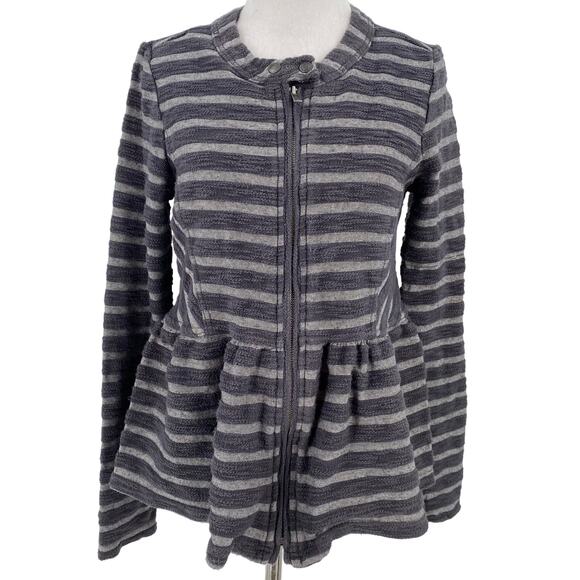 Free People Striped Peplum Zip Up Jacket Size XS - Picture 1 of 7